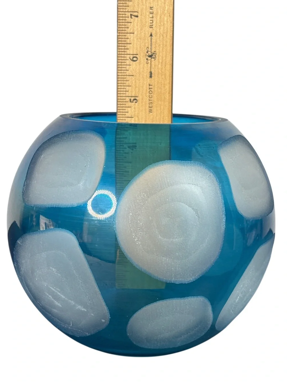 Vntg Aqua Blue and White Bubble Vase